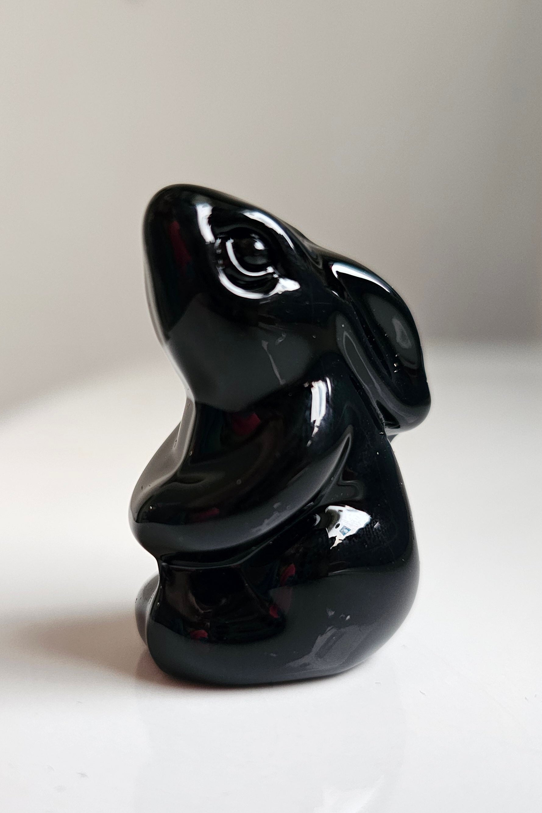 Black glass hare figurine 