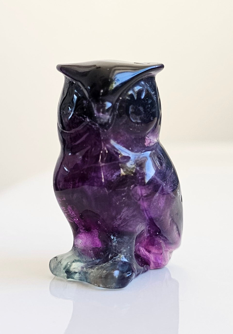 small rainbow fluorite owl