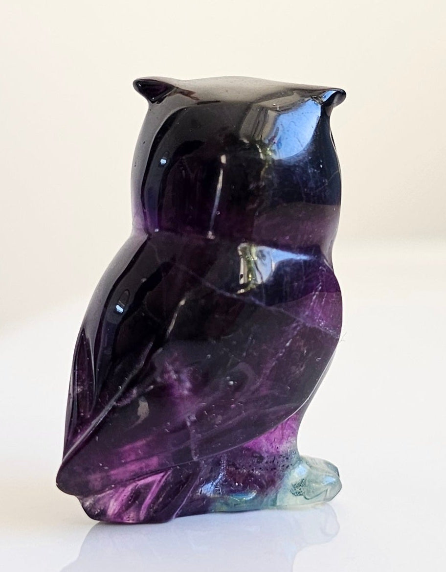 small rainbow fluorite owl