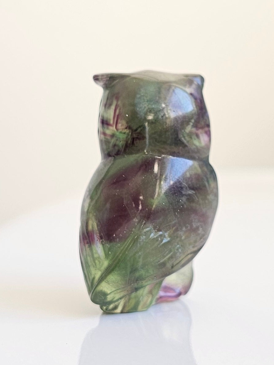 small rainbow fluorite owl