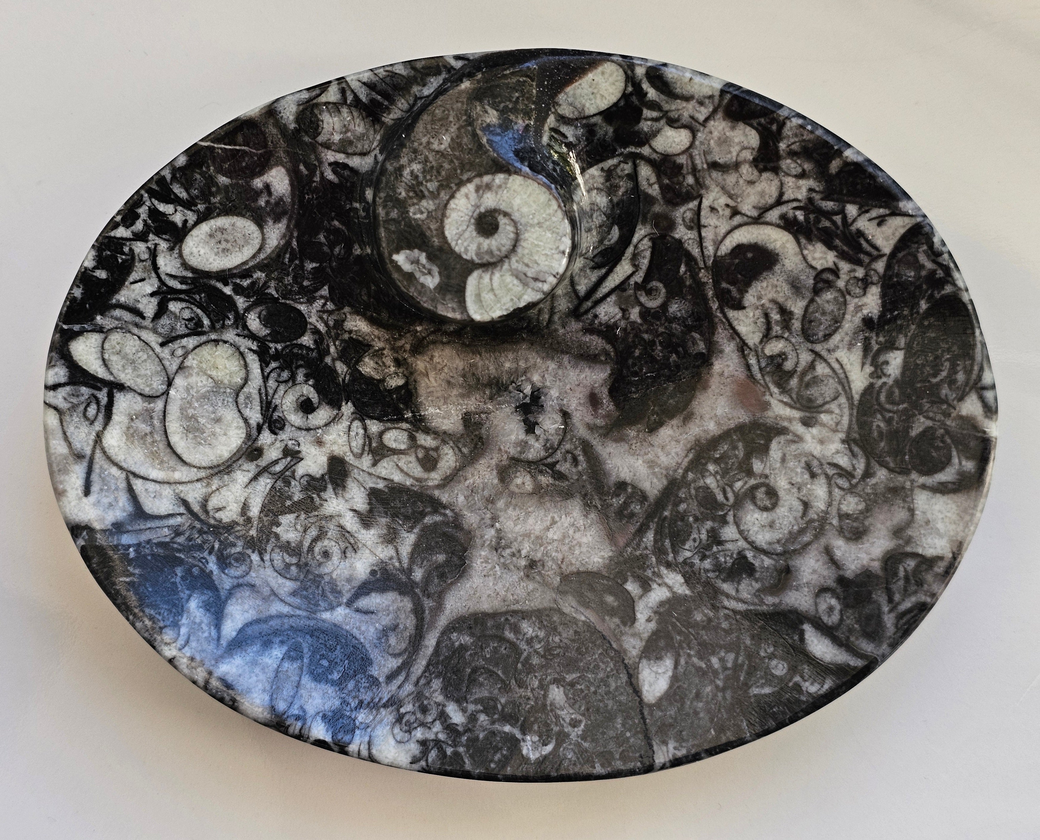 fossil marble trinket dish from morocco