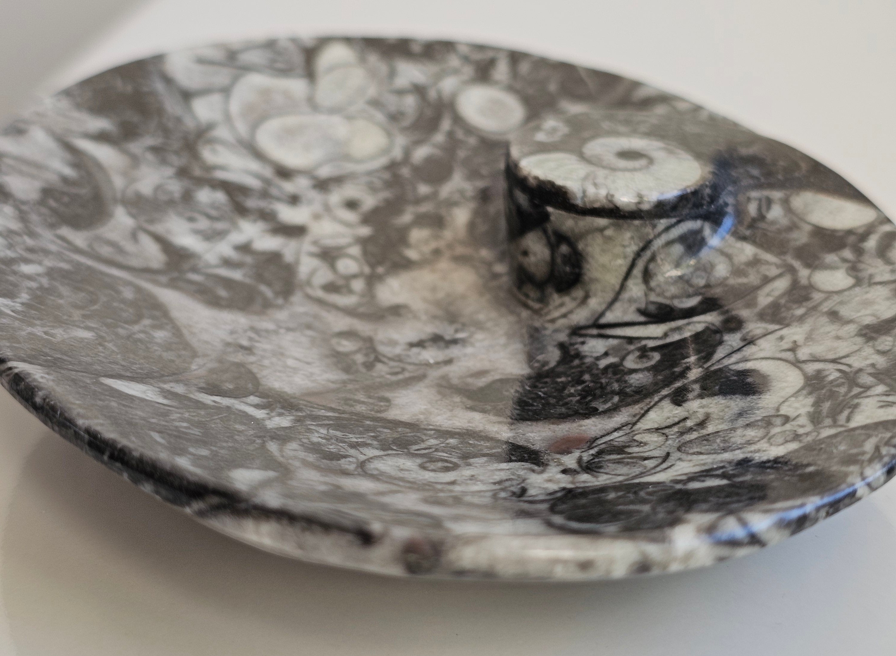 fossil marble trinket dish from morocco