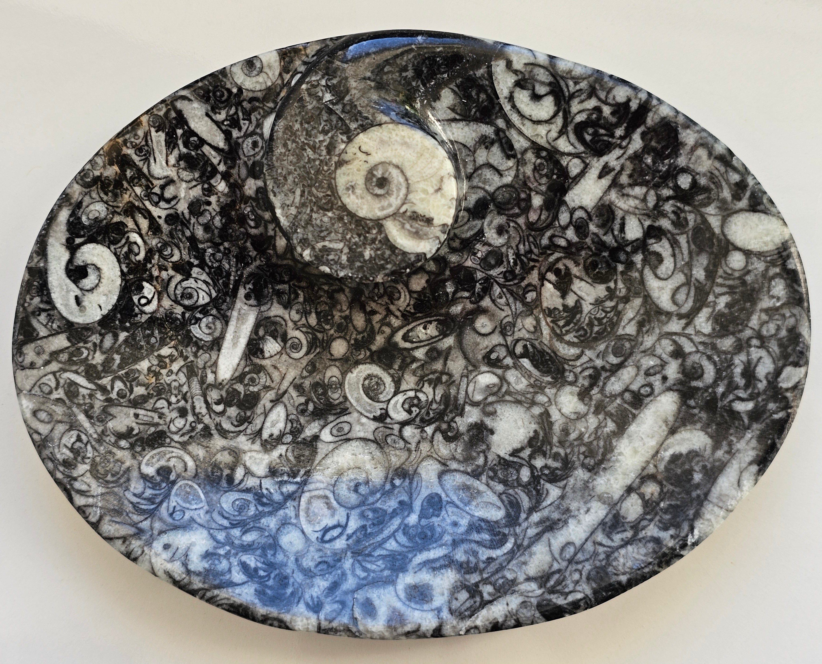 fossil marble trinket dish from morocco