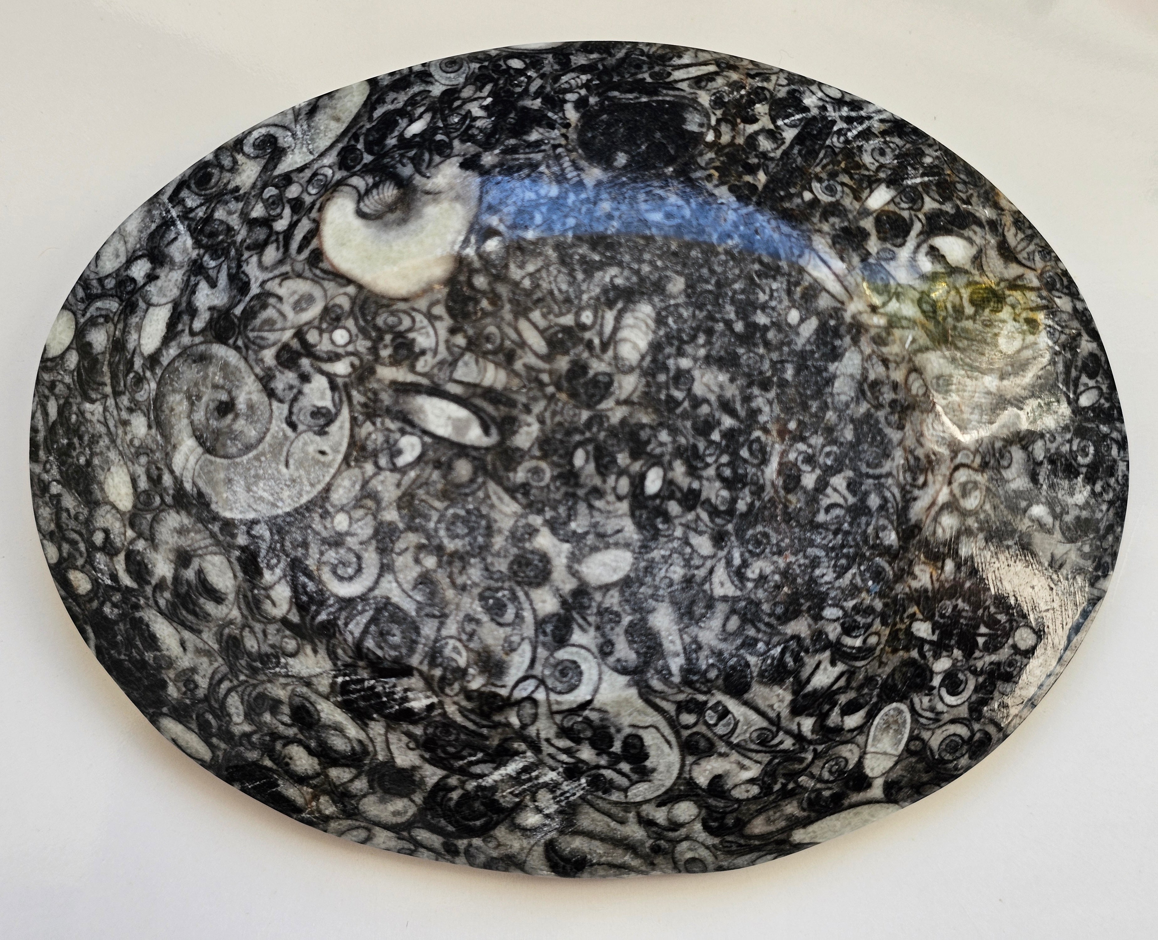 fossil marble trinket dish from morocco