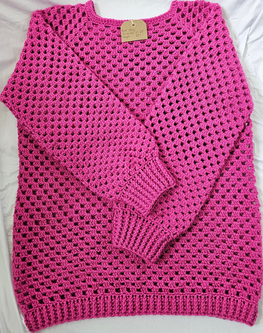 Made by Mammy Pink Berry Crochet Jumper