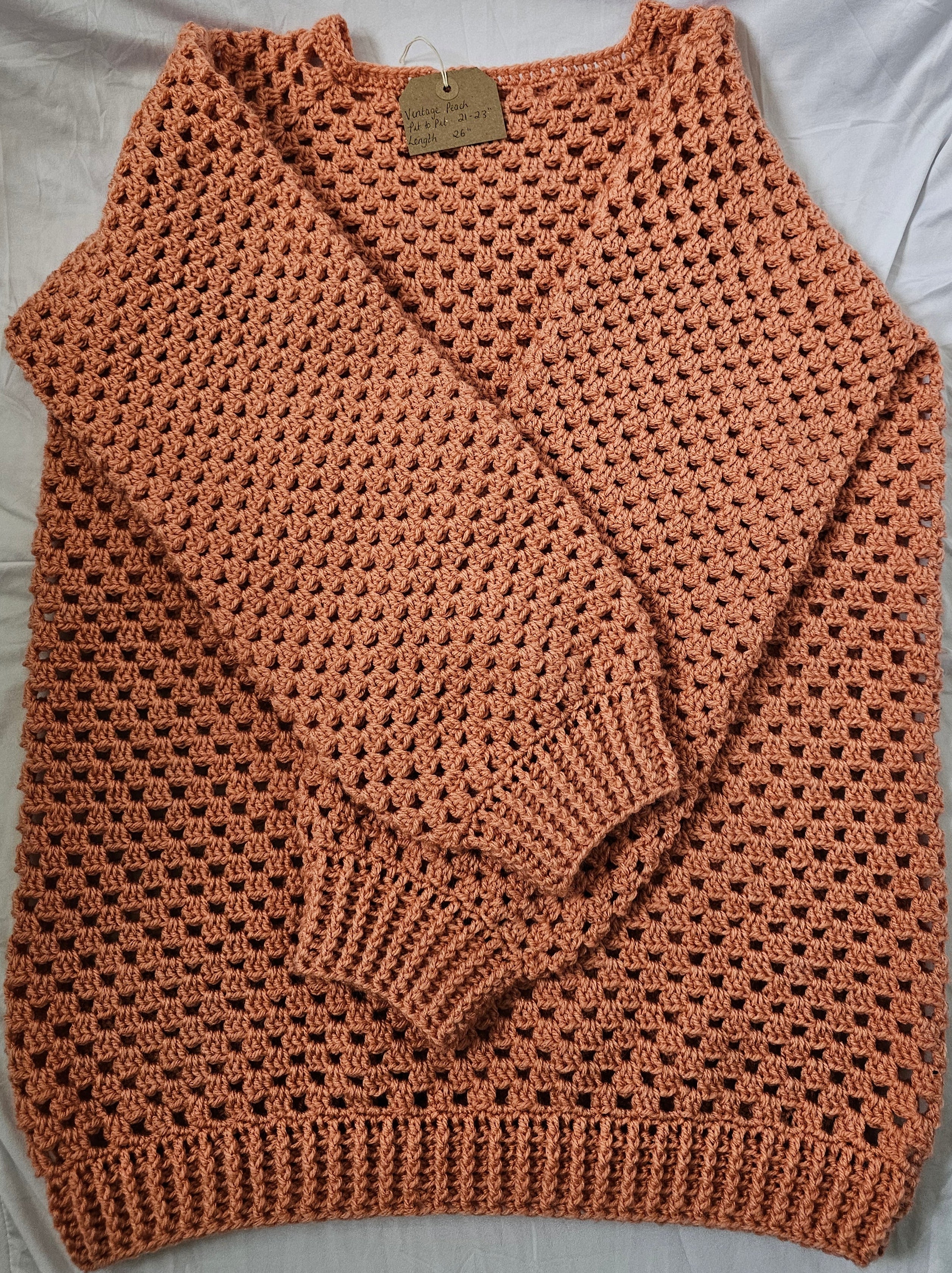 Made by Mammy Vintage Peach Crochet Jumper