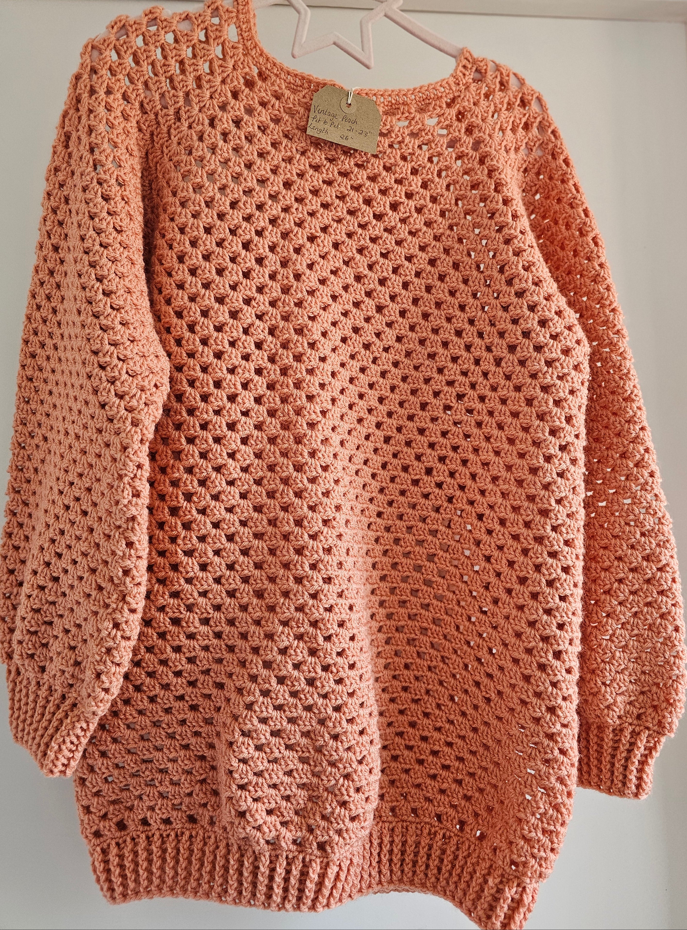 Made by Mammy Vintage Peach Crochet Jumper