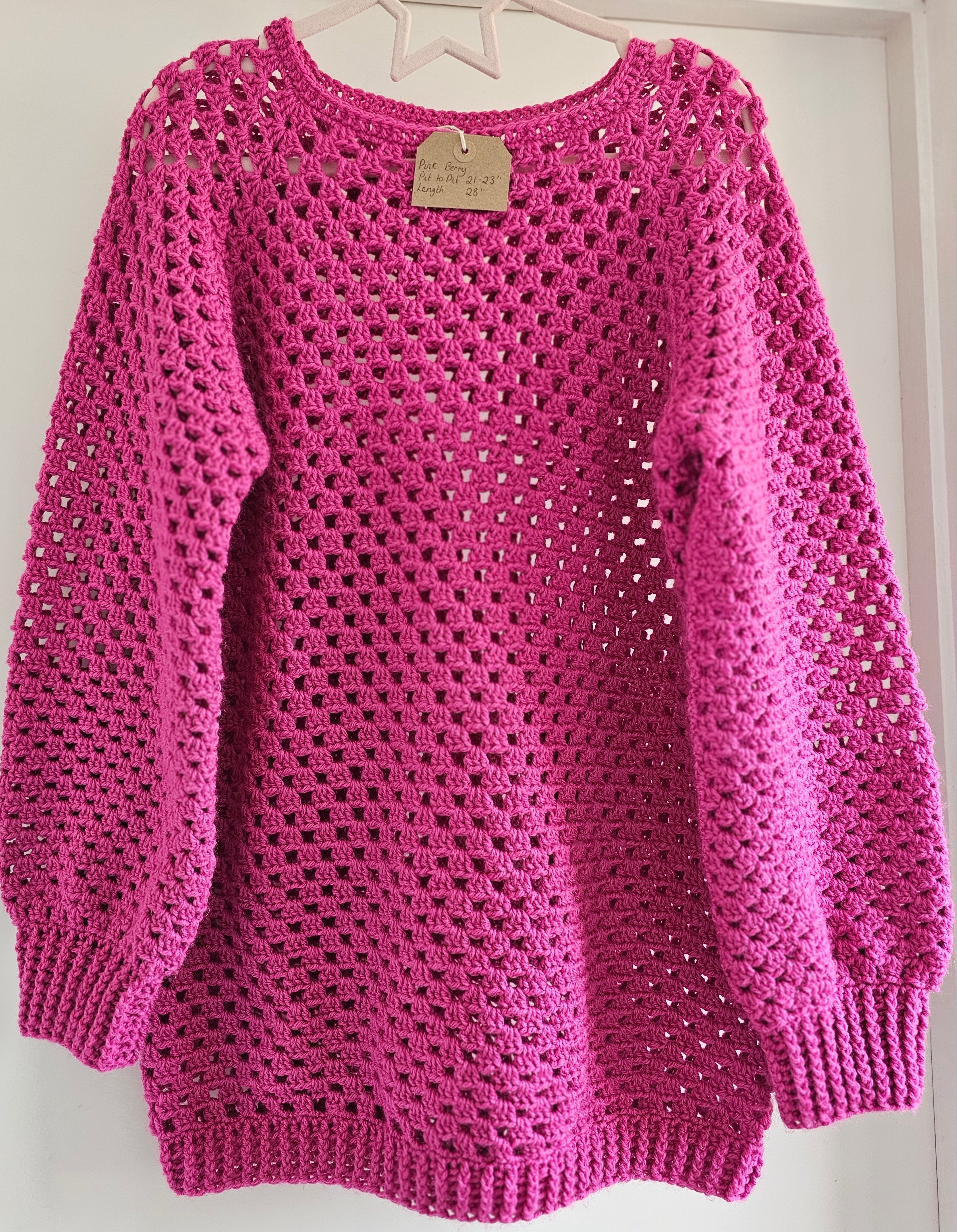 Made by Mammy Pink Berry Crochet Jumper