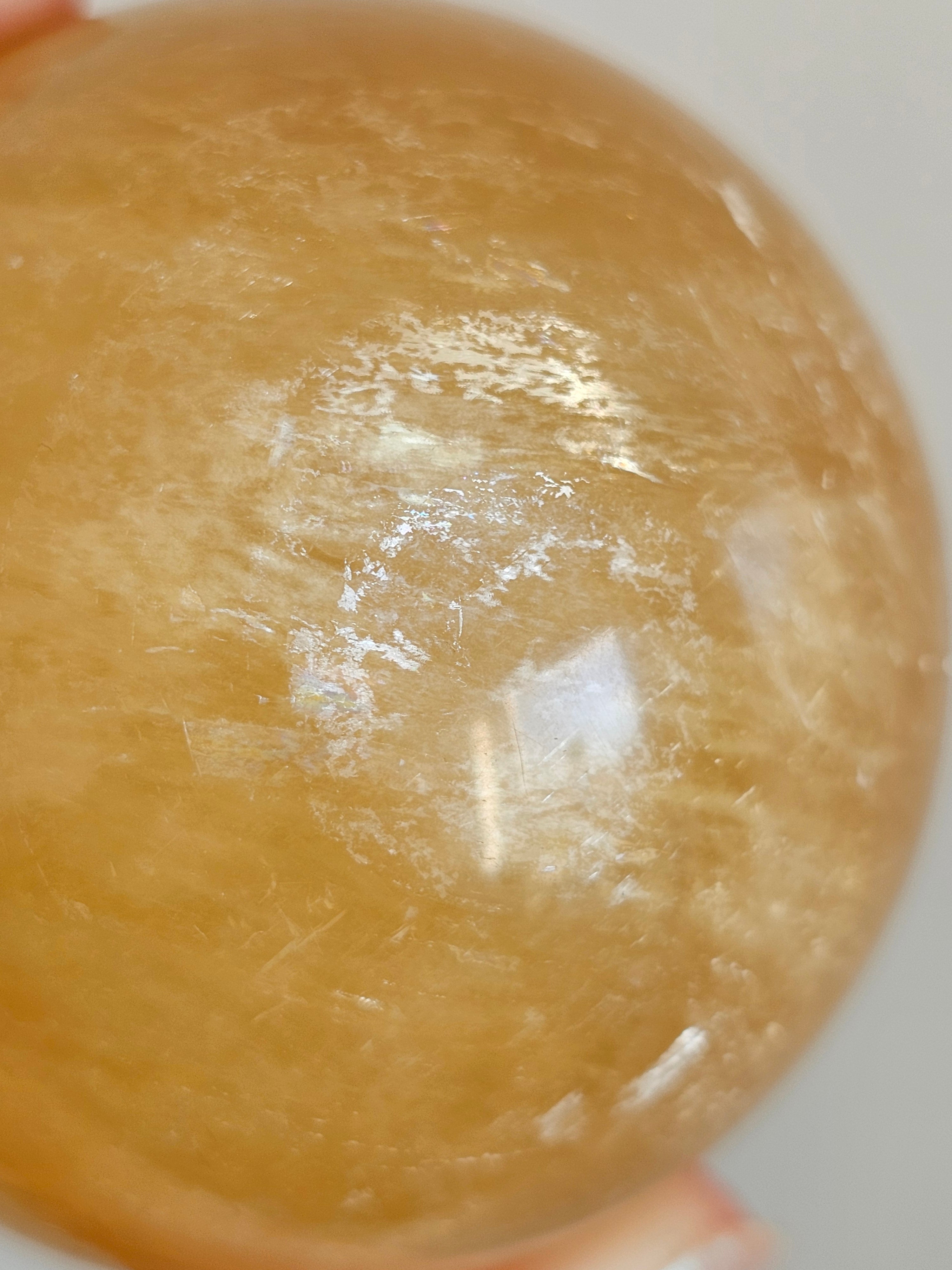 honey calcite sphere from china