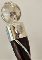 rosewood, clear quartz and rainbow moonstone wand 