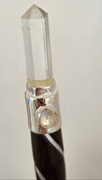 rosewood, clear quartz and rainbow moonstone wand 