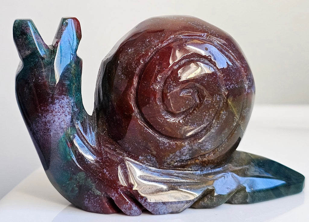 ocean jasper large snail carving