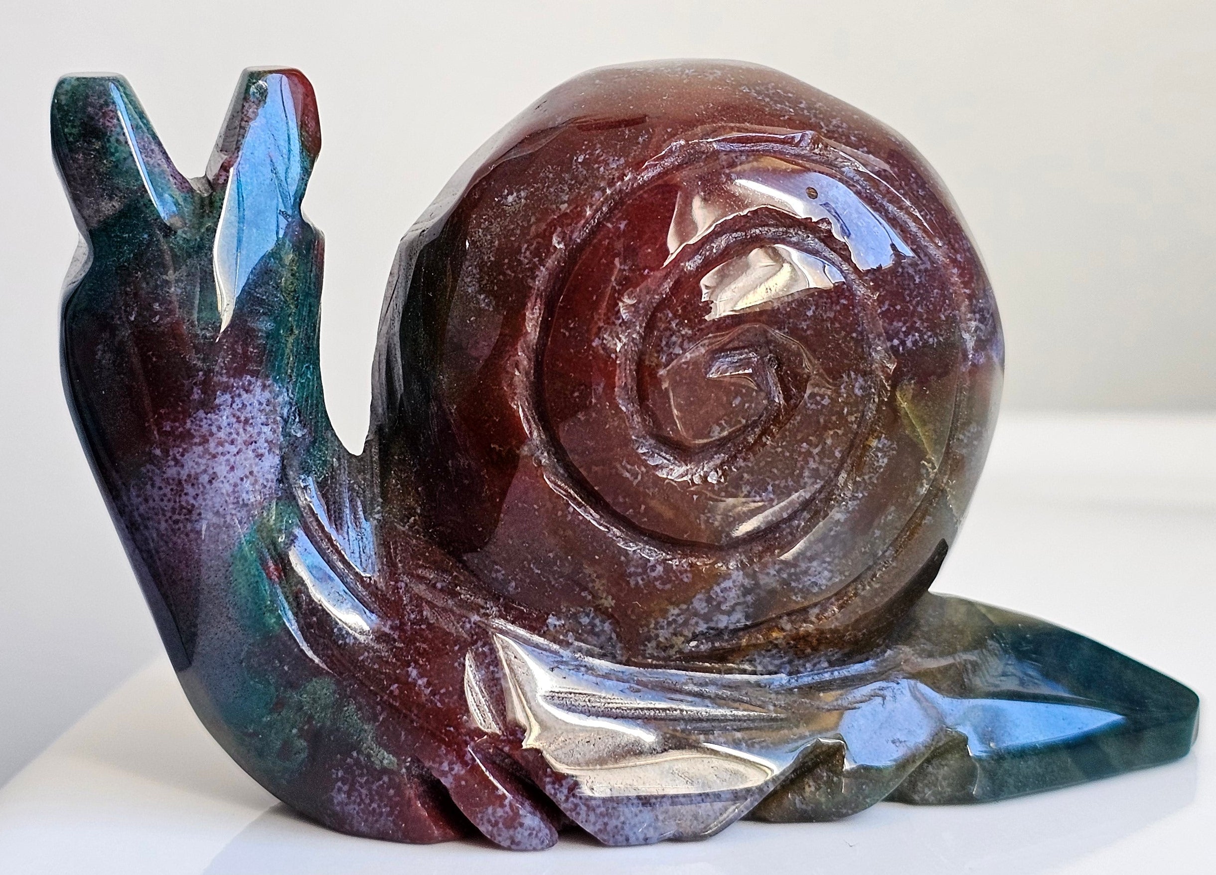 ocean jasper large snail carving