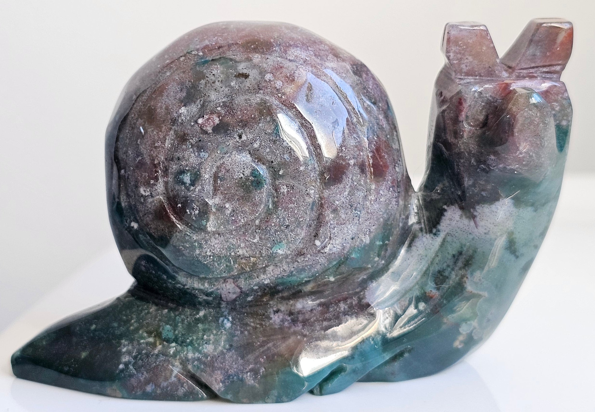 ocean jasper large snail carving