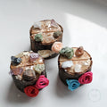 Handmade by Mozinah wooden tarot and oracle card holders with gemstone crystals 