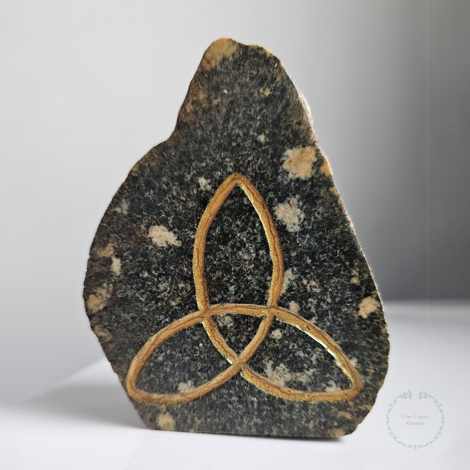 Preseli Bluestone standing stone from Wales with celtic triquetra design