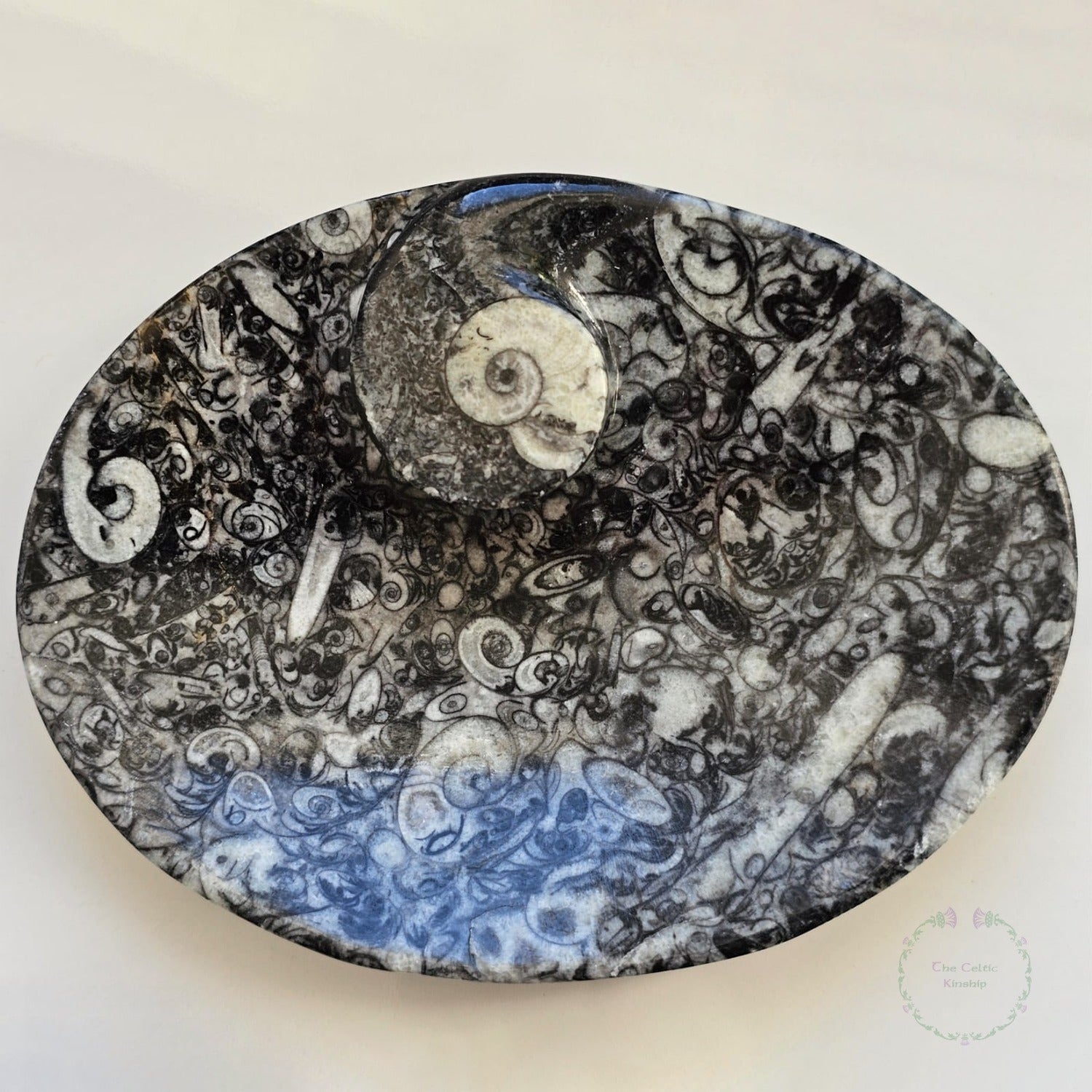fossil marble trinket dish from morocco