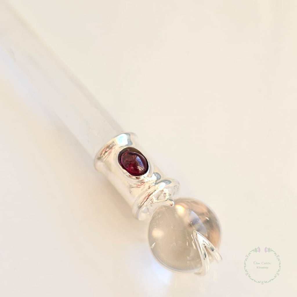 Clear Quartz and Garnet Wand