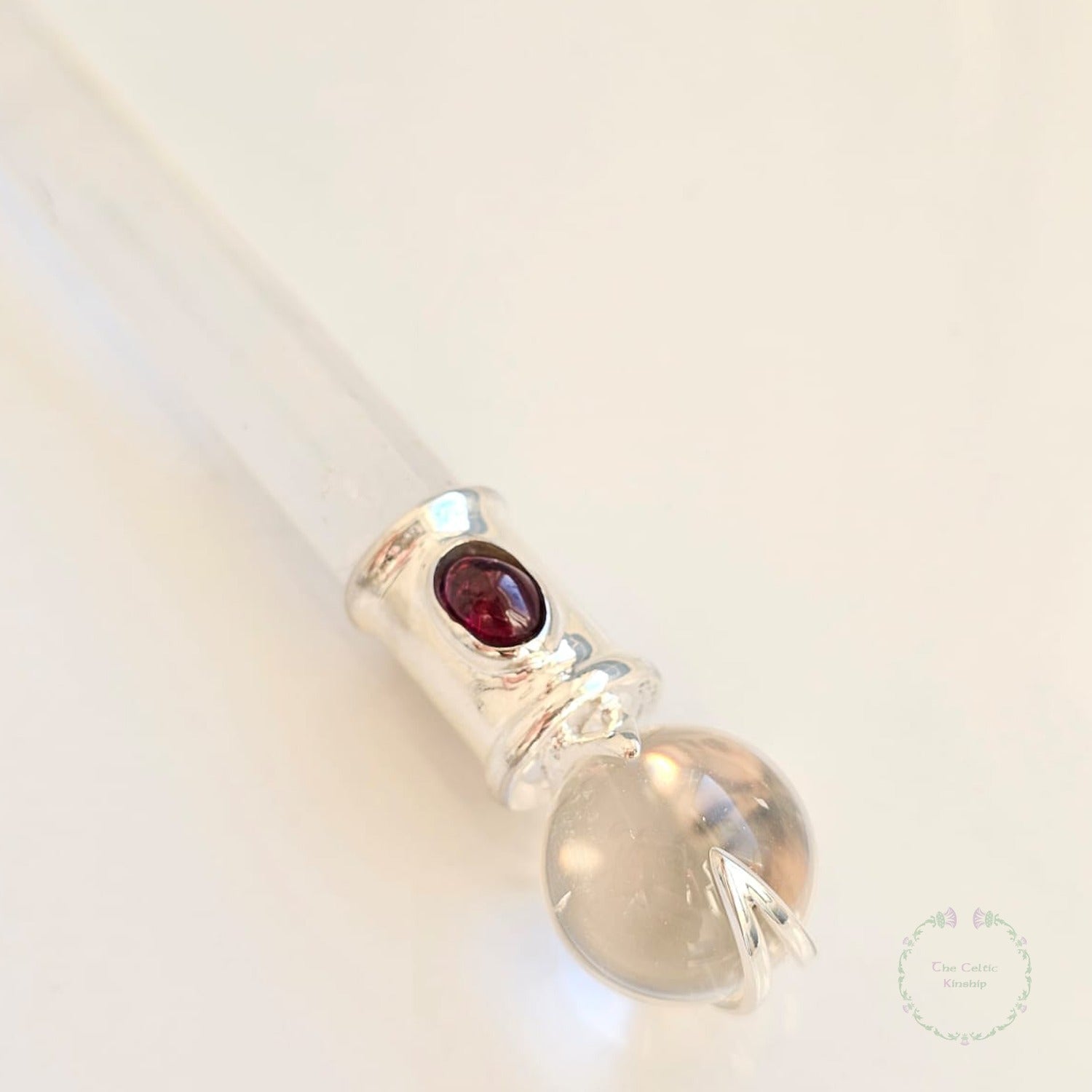 Clear Quartz and Garnet Wand