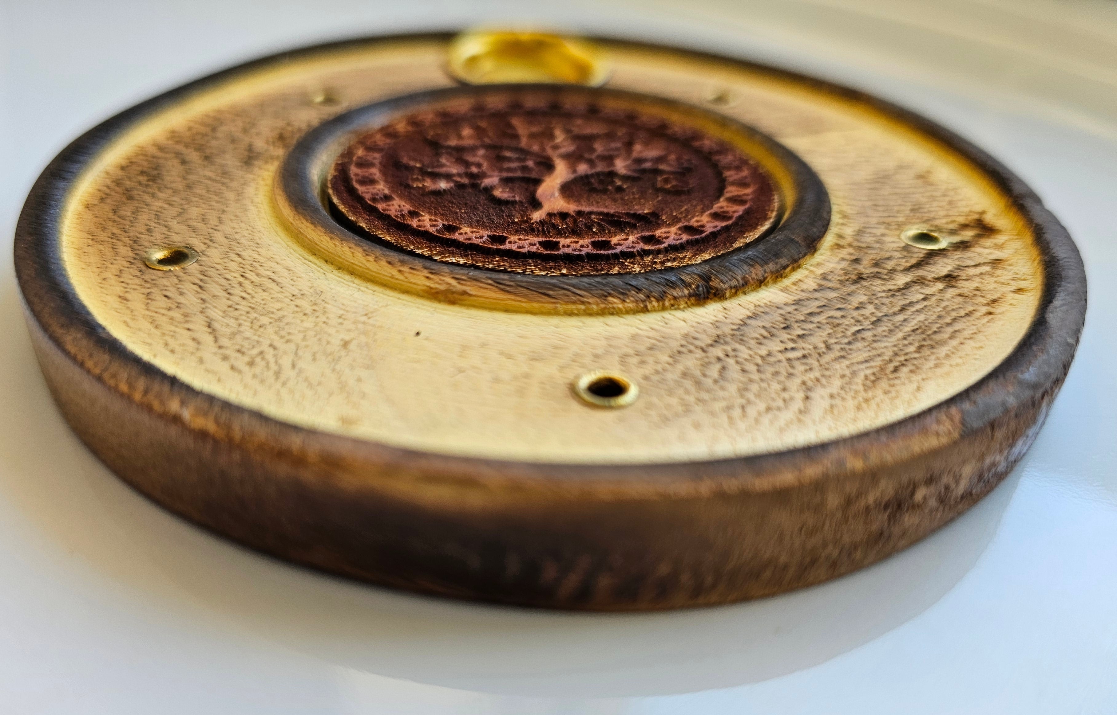 Round Wooden Incense Stick and Cone Holders