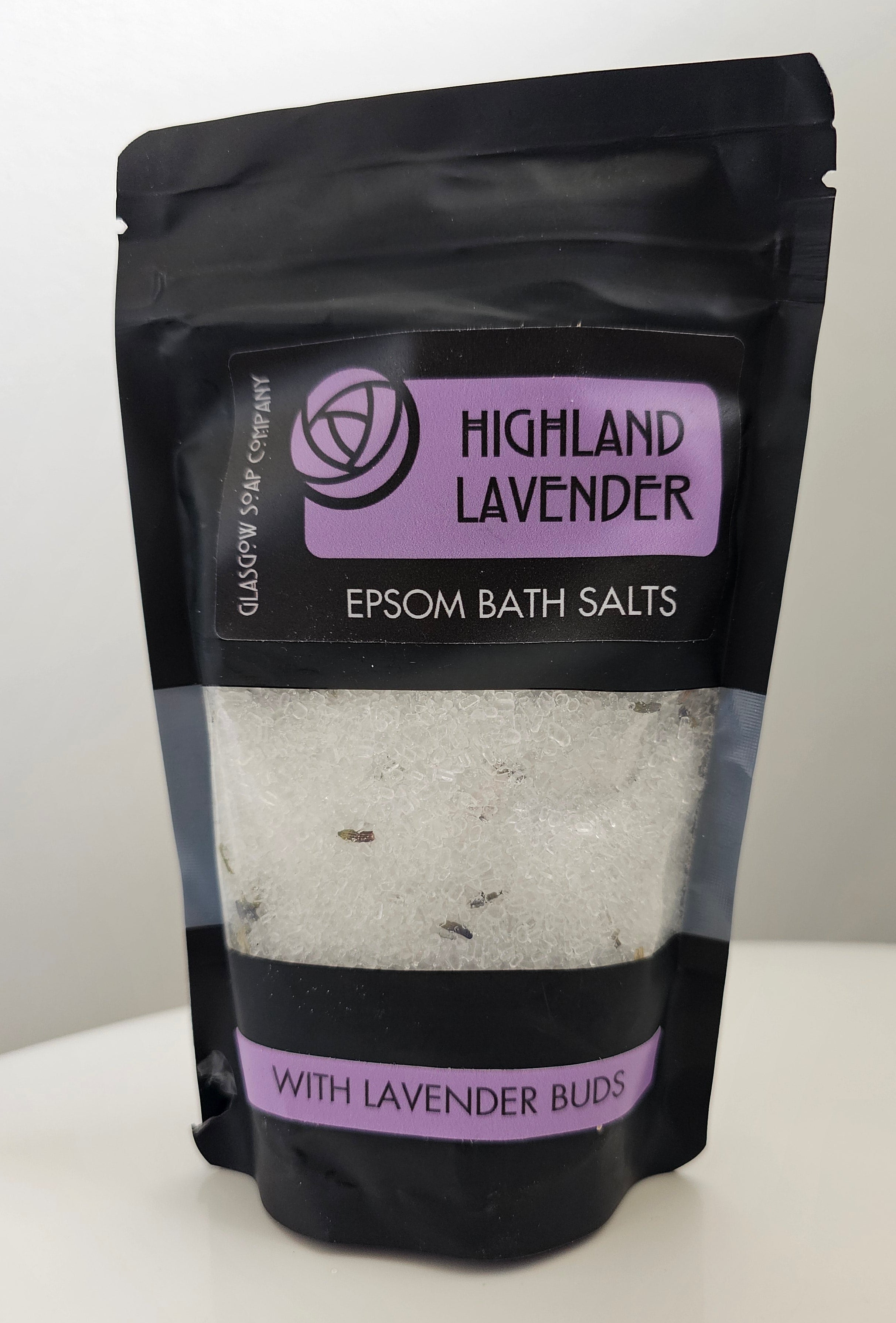 Highland Lavender epsom bath salts from the glasgow soap company 