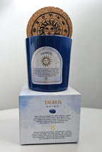 Taurus dark blue zodiac candle with crystals 